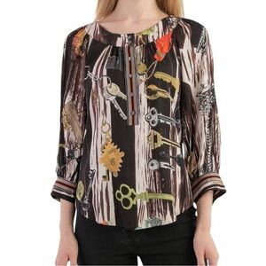 Diane von Furstenberg / DvF Silk Keys Print Blouse size 4